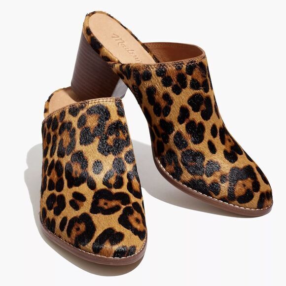 NEW Madewell The Harper Mule in Leopard Calf Hair, size 10 - Picture 2 of 12